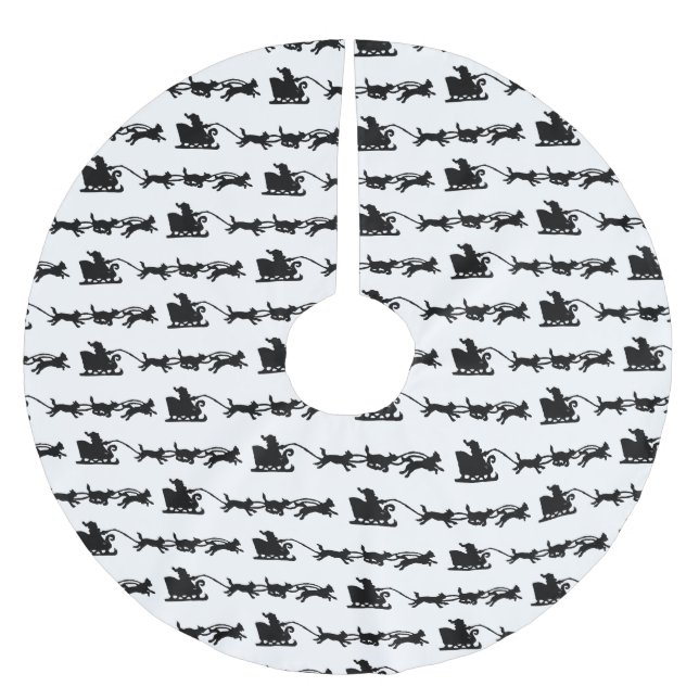 Tomten med Hund Sleigh i arktisk Lino-utskrift Julgransmatta Borstad Polyester (Framsidan)