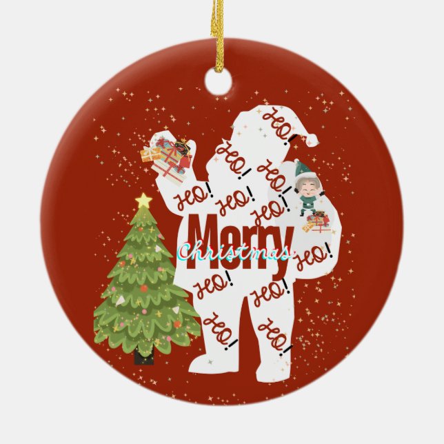 Tomten med julprydnader julgransprydnad keramik (Baksidan)