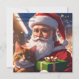 Tomten med katt julkort