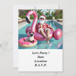 Tomten med kattjul i juli Bassäng Party Inbjudningar