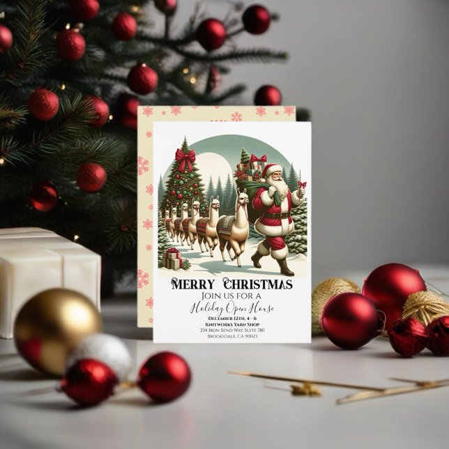 Tomten med Llamas festliga jul Inbjudningar (Enjoy this Festive Christmas design! Customize with your favorite holiday event or greeting. )