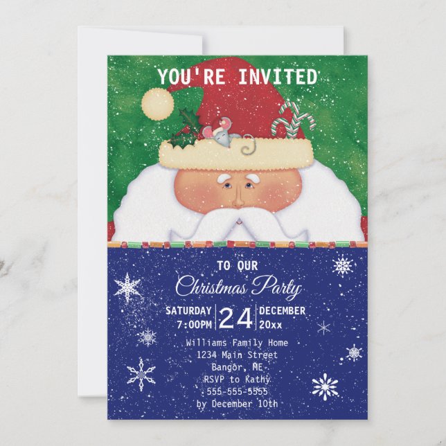 Tomten med Mouse jul Party Inbjudningar (Framsida)