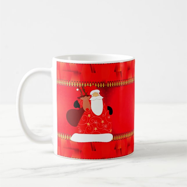 Tomten med Reindeer-Helgdagar Kaffemugg (Vänster)