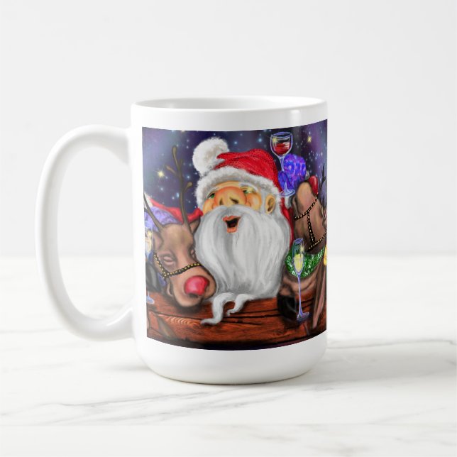 Tomten med renar Den vackra julkaffet Mugg (Vänster)