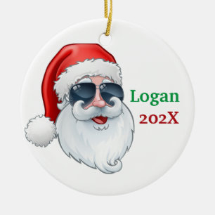 Tomten med solglasögon jul julgransprydnad keramik