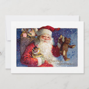 Tomten med Teddy och Krampus i en låda Julkort