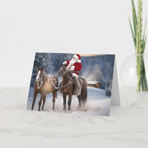 Tomten med Westernt julkort för hästar Tack Kort