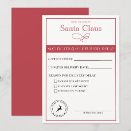 Tomten meddelar om försenad leverans blank julkort