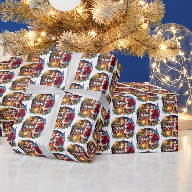 Tomten mönster i julklapp presentpapper (Helgdagar)