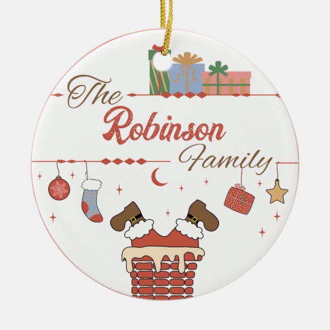 Tomten ner den Skorsten julen Julgransprydnad Keramik (Framsidan)