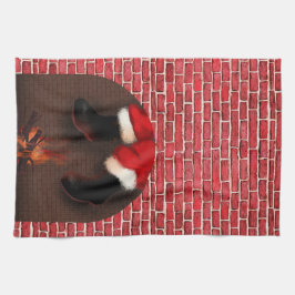 Tomten ner på skorsten kökshandduk