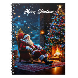 Tomten North Pole jul ljus fantasi Anteckningsbok
