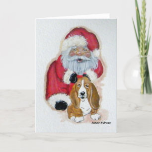 Tomten och Basset Hound-julkortet Helgkort
