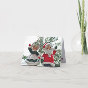 Tomten och Claus, figurines, gräs boughs Helgkort