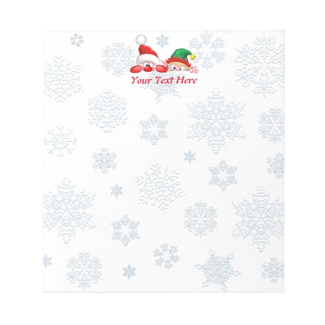 Tomten och Elf Cute och lustiga tecken Peeking C Anteckningsblock (Framsida)