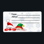 Tomten och Elf Cute och lustigtecknen Peeking Fraktsedel<br><div class="desc">Cute och Funny Santa och Elf Tecknade figurer som söker efter en panel. Original Vector Illustration Copyright BluedarkArt ChameleonArt.</div>