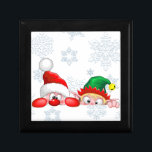 Tomten och Elf Cute och lustigtecknen Peeking Minnesask<br><div class="desc">Cute och Funny Santa och Elf Tecknade figurer som söker efter en panel. Original Vector Illustration Copyright BluedarkArt ChameleonArt.</div>
