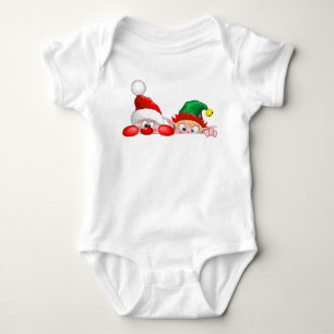 Tomten och Elf Cute och lustigtecknen Peeking T Shirt