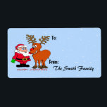 Tomten och Gift-Märkre (stor) Fraktsedel<br><div class="desc">Tomten och T-Shirts & Gifts har tomten och den röda renen som står sida vid sida. Text är God jul. Fira jul i stil. Underbara julklappar, dekorationer, strumpor, Märkre, adressetiketter. Mind Design Grafx™ ger dig de nyaste T-shirts... Sweatshirts.. Hoodies och så vidare. Mode för manar ... Kvinnor ... Tonåringar.. barn.....</div>