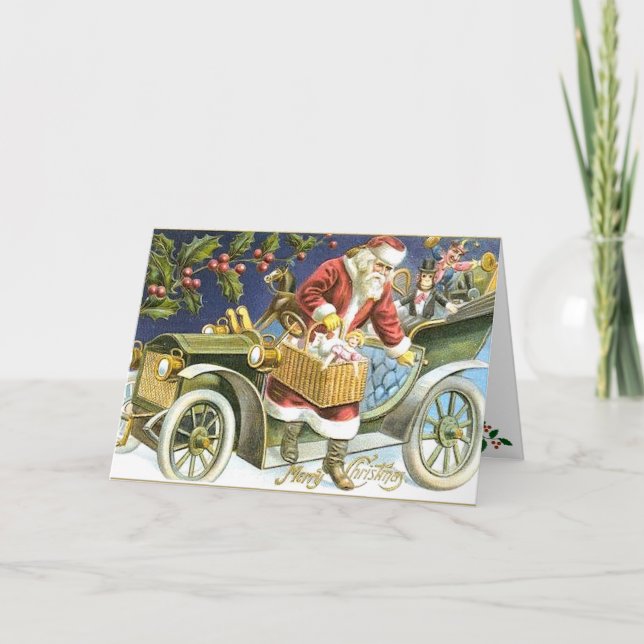 Tomten och hans biljulkort helgkort (Framsida)