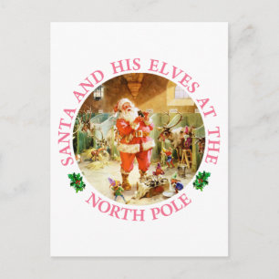 Tomten och Hans Elves vid Nordpolen Helg Vykort