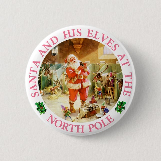 Tomten och Hans Elves vid Nordpolen Knapp (Framsida)