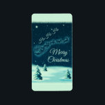Tomten och hans renar God natt Himlar Adressetikett<br><div class="desc">Ho-Ho-Ho-God jul-etiketter med en vintage illustration av tomten i hans sal som dras av hans renar. Små stjärnor sprinklar natten himlar. Snö täckte gräs träd på marken. Känn vintagens återtro.</div>
