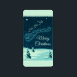Tomten och hans renar God natt Himlar Adressetikett<br><div class="desc">Ho-Ho-Ho-God jul-etiketter med en vintage illustration av tomten i hans sal som dras av hans renar. Små stjärnor sprinklar natten himlar. Snö täckte gräs träd på marken. Känn vintagens återtro.</div>
