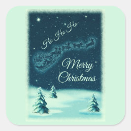 Tomten och hans renar God natt Himlar Fyrkantigt Klistermärke