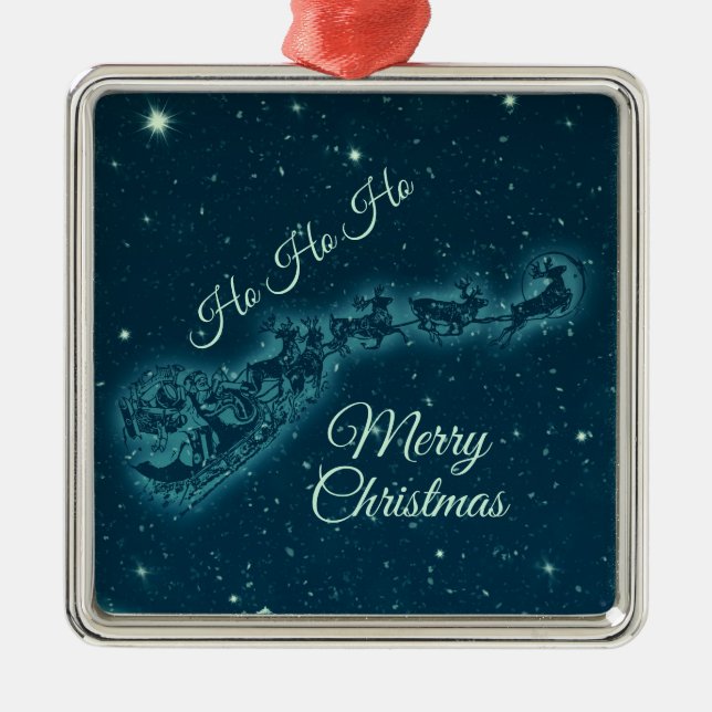 Tomten och hans renar God natt Himlar Julgransprydnad Metall (Framsidan)