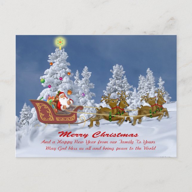 Tomten och hans renska julkort helg vykort (Framsida)