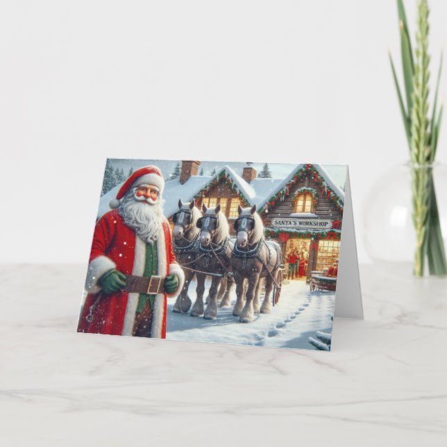 Tomten och hästarna efter julkort i verkstad helgkort (Framsida)