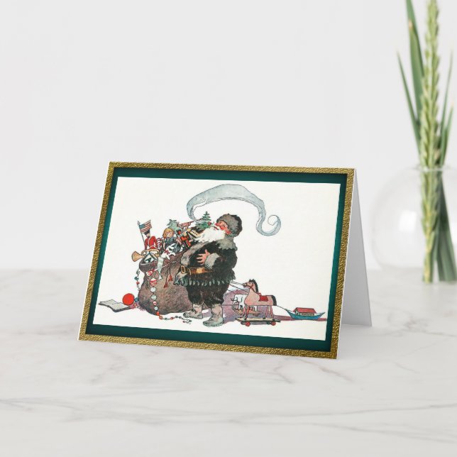 Tomten och hei-Helgdag av julkort i Leksak Helgkort (Framsida)