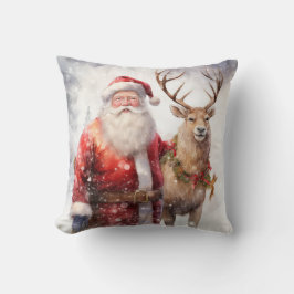 Tomten och Reindeer Helgdag Hemdekretet Kudde