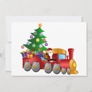 Tomten och renar i Röda Tåg med presentkort Julkort
