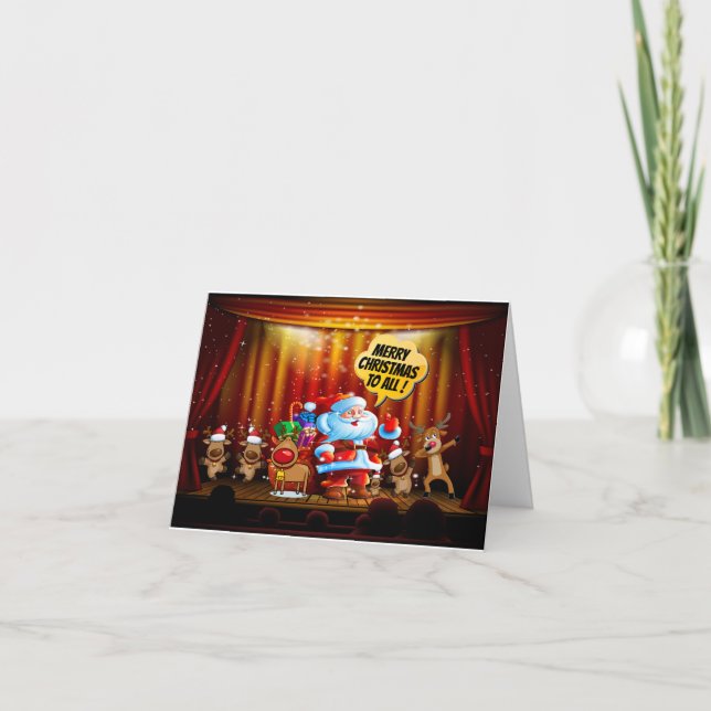 Tomten och renar på julklapp tack kort (Framsida)