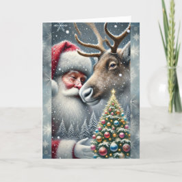 Tomten och renar, Snowy Forest, Julgran 7 Helgkort