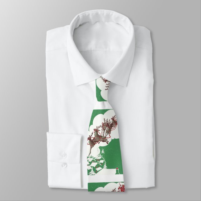 Tomten och renar vid jul Kväll Slips (Bunden)