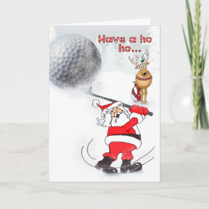 Tomten och renvänns golfing. helgkort
