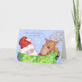 Tomten och Rudolf med listkort Helgkort