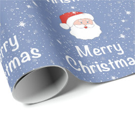 Tomten och snöflingor på en blå bakgrund jul presentpapper