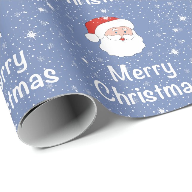 Tomten och snöflingor på en blå bakgrund jul presentpapper (Rullad Hörn)