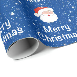 Tomten och snöflingor på en blå bakgrund jul presentpapper