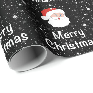 Tomten och snöflingor på en svart bakgrund jul presentpapper