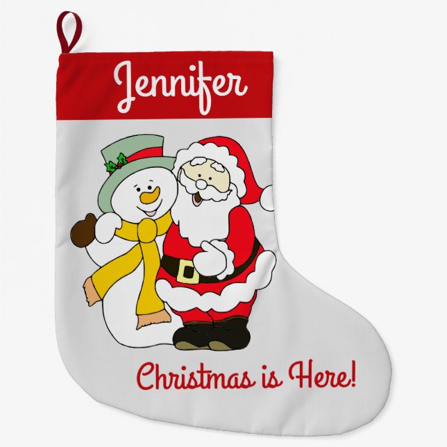 Tomten och Snögubbe - julen är här! Stor Julstrumpa (Framsidan)