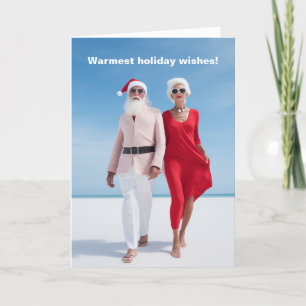 Tomten på Beach Helgdag Card Tack Kort
