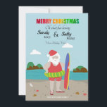 Tomten på Beach-Helgdag Julkort<br><div class="desc">Ett fint julkort med ett kustlandskap och tomten i sin strandattityd. (Julvektor skapat av Freepik - www.freepik.com). Kortet är enkelt att anpassa med alternativ för ordalydelse, teckensnitt, teckensnitt, färg och papprare form. Inte exakt vad du tittar för? Alla våra produkter kan vara designad anpassningsbar för att uppfylla dina behov utan...</div>