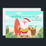Tomten på Beach-julkortet Julkort<br><div class="desc">Ett vackert julkort med tomten på stranden. (Vector skapat med jcomp - www.freepik.com). Kortet är enkelt att anpassa med din text, ditt teckensnitt och ditt teckensnitt färg. Inte exakt vad du är tittar för? Alla våra produkter kan vara designad anpassningsbar för att uppfylla dina behov utan kostnad för extra. Kontakta...</div>