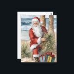 Tomten på Beach Vykort<br><div class="desc">Tomten på en tropisk strand-AI skapade konst</div>
