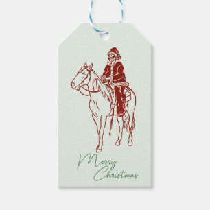 Tomten på en häst jul presentetikett